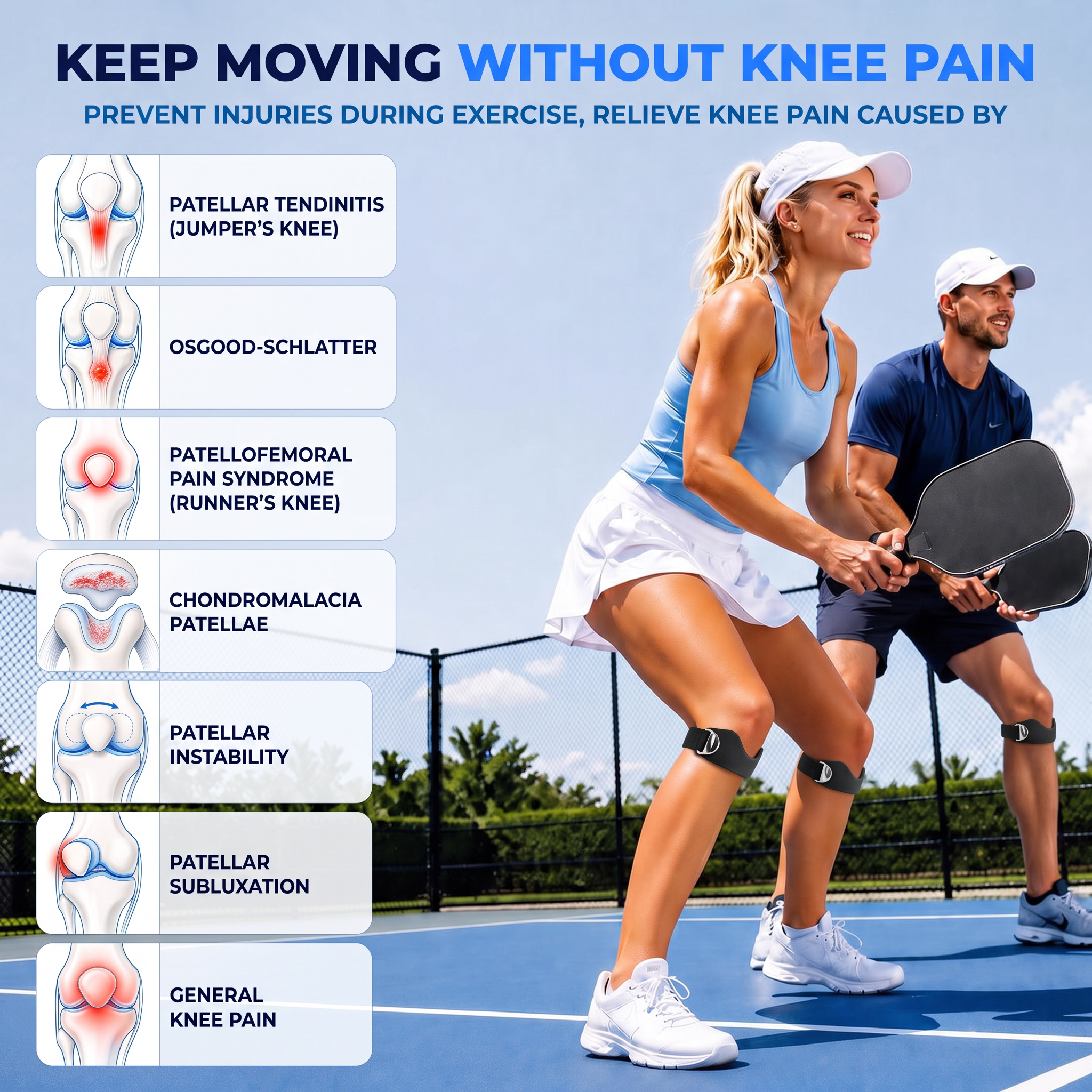AMLIST04 Clariven knee strap - conditions relieved