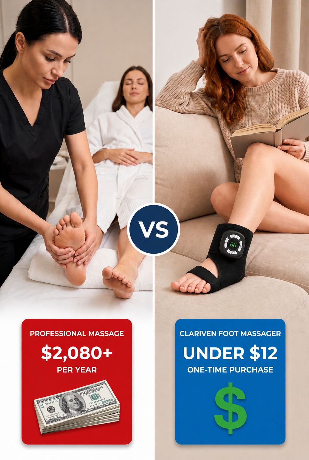 Traditional foot massage vs Clariven foot massager - cost comparison