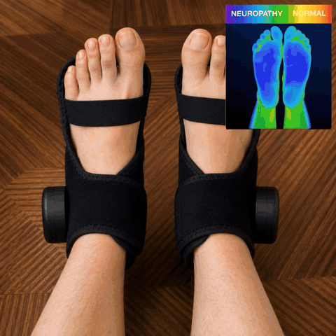 Triple therapy in action - warming heat, massage and compression on the foot and ankle